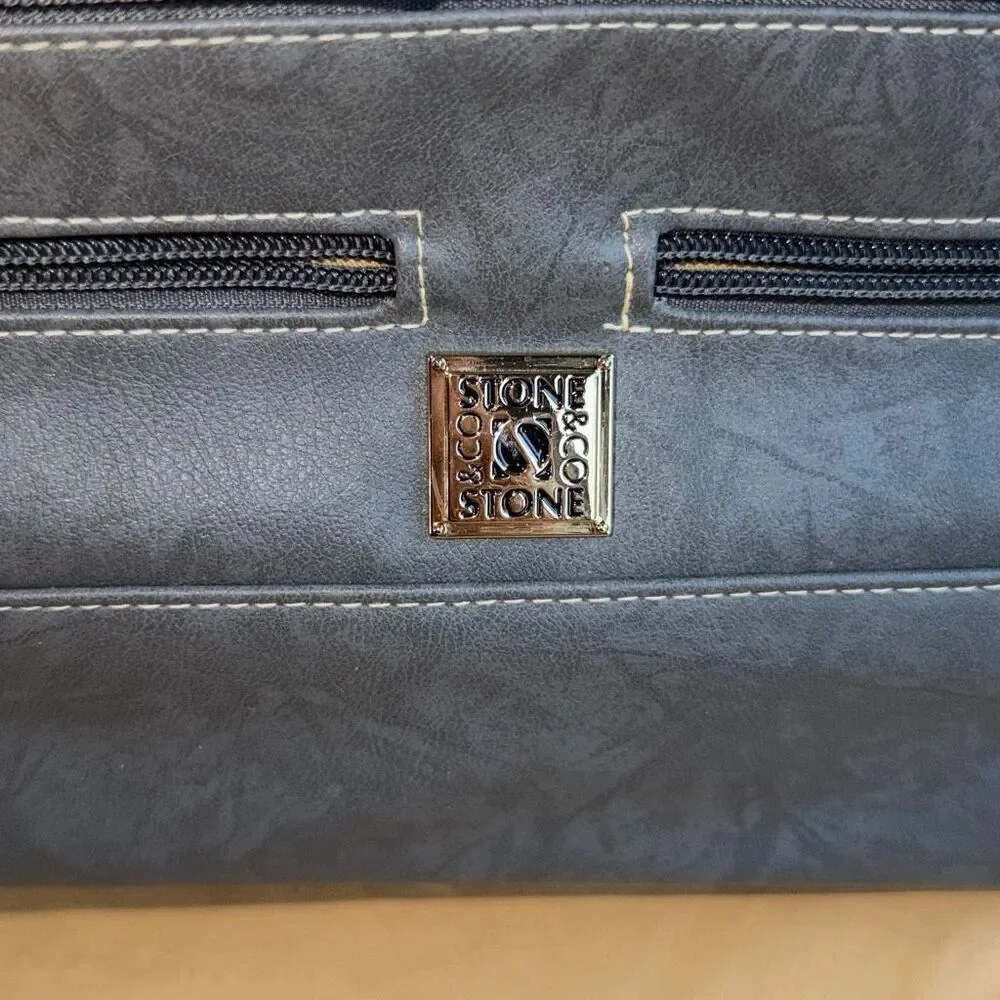 Stone Mountain Crunch Leather Irene Hobo Purse Grey NWT